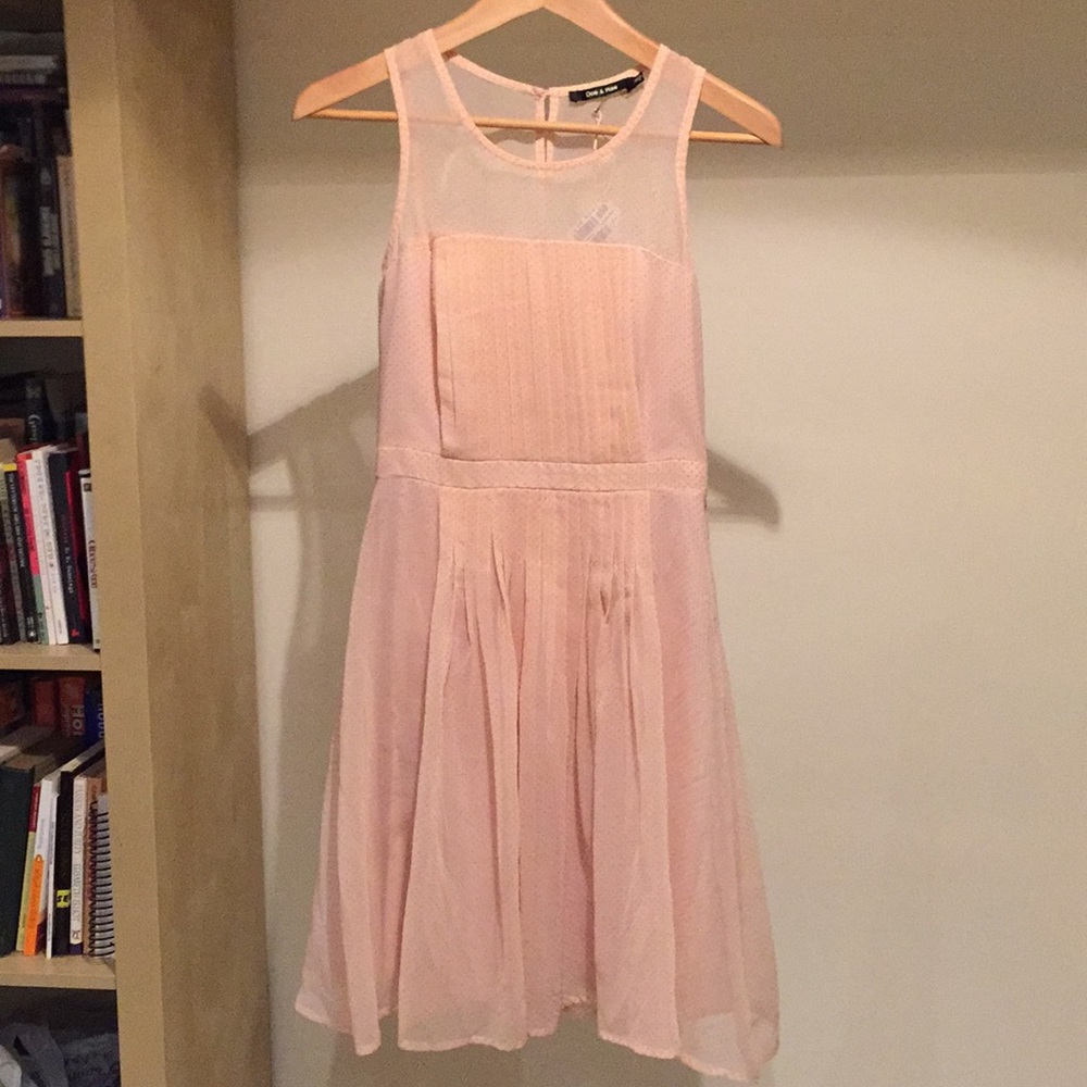 ModCloth Doe & Rae pleated flocked dots dress S